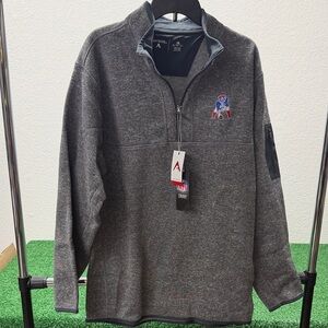 Antigua Men's Charcoal New England Patriots Zip-Up Sweater